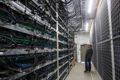 Mining farm infrastructure with cooling units and miners